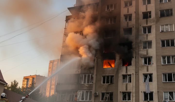 Російський безпілотник атакує житловий будинок