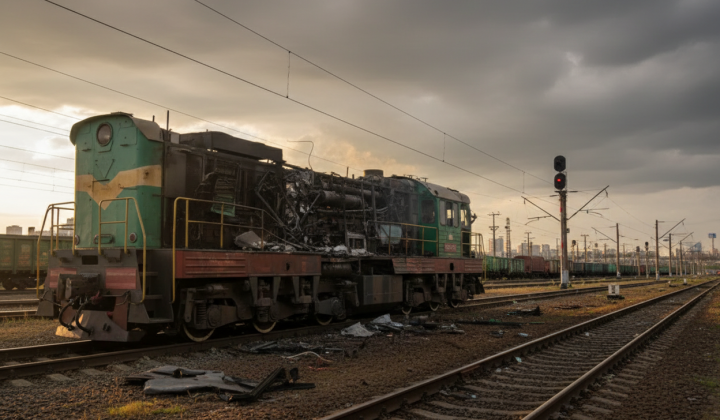 Russian army troops on the railway
