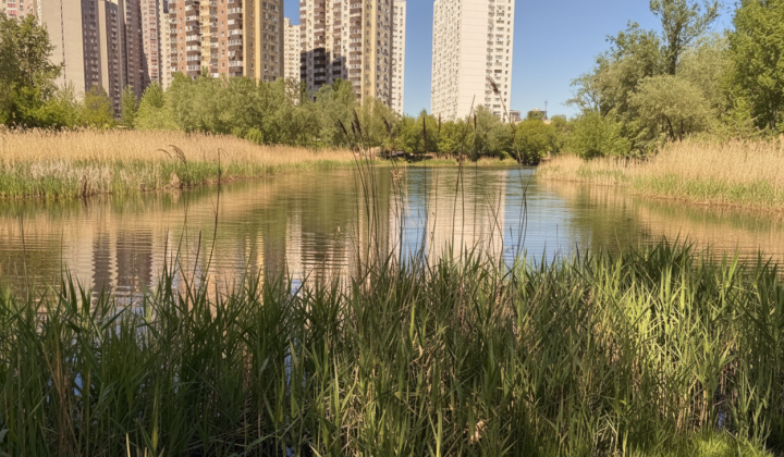 Lake Zhandarka in Darnytskyi district of Kyiv