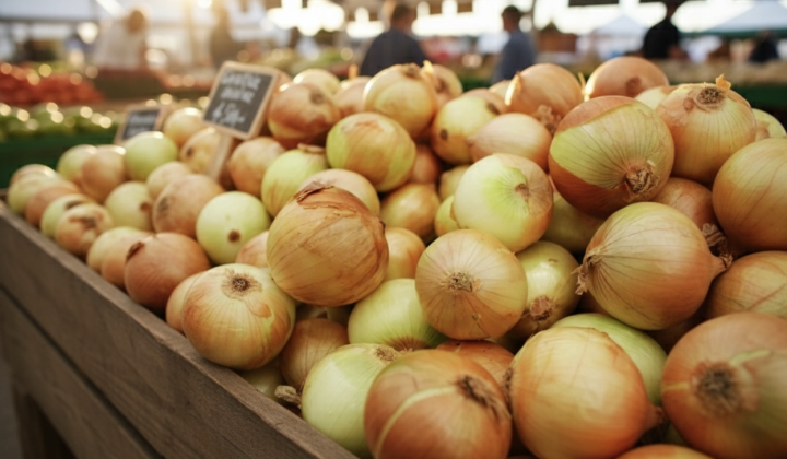 Bag of onions at the market