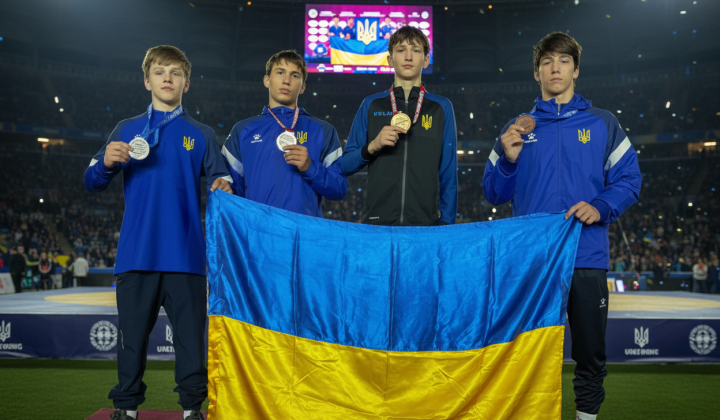 Четверо украинских вольников на пьедестале