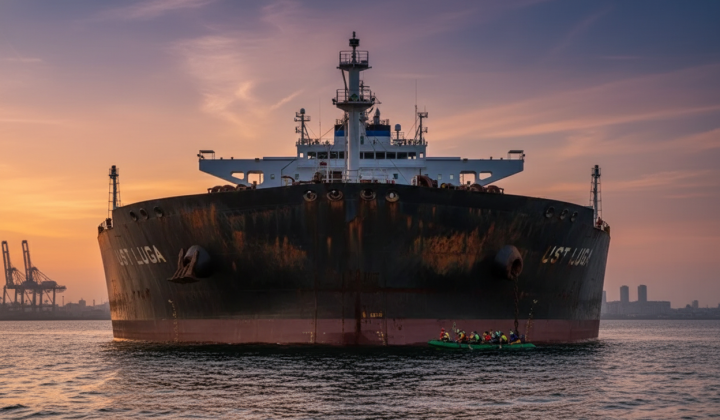 Oil tanker on the background of the sea