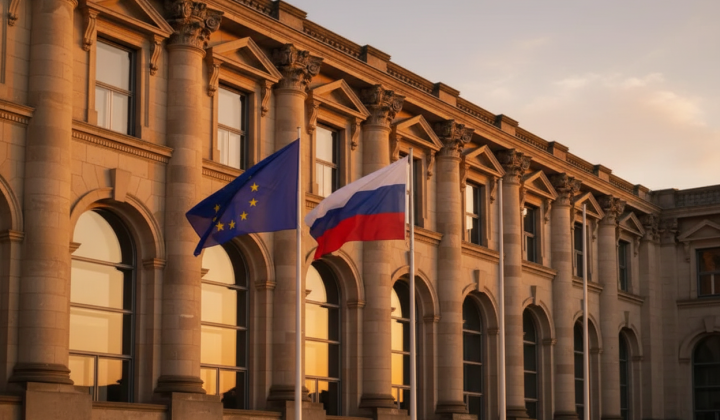 Прапори ЄС та Росії на зустрічі