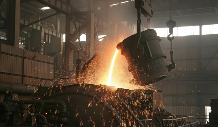 Action against a dark steel background