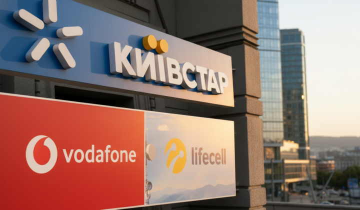 Логотипы Киевстар, lifecell и Vodafone