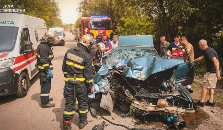 Деблокування людей після ДТП в Ірпені