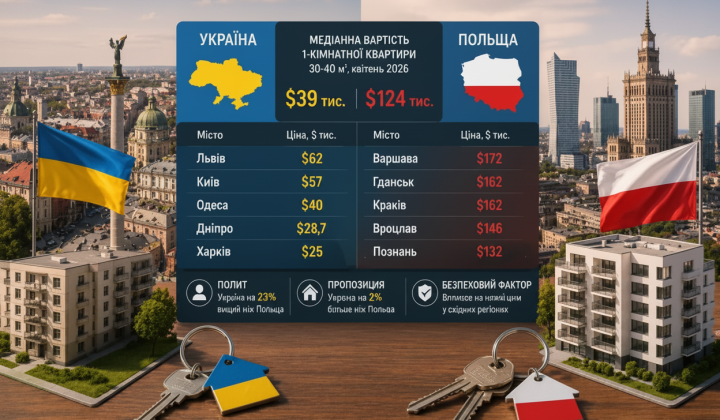 Квартира в Україні дешевше за Польщу