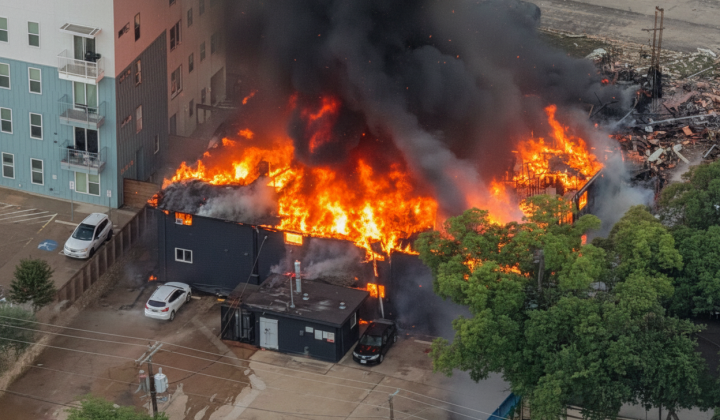 Damaged house after gas explosion