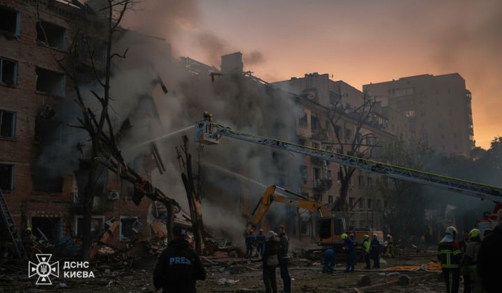 Image of a mass strike on Kyiv
