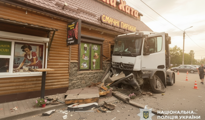 Аварія на Хмельниччині: вантажівка в кафе