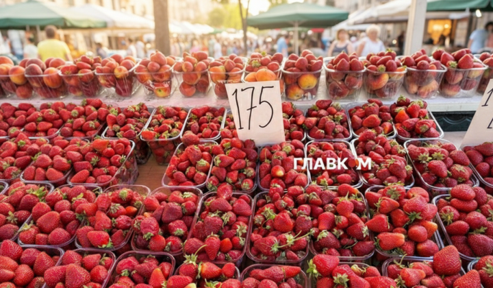 Selective focus on fresh strawberries