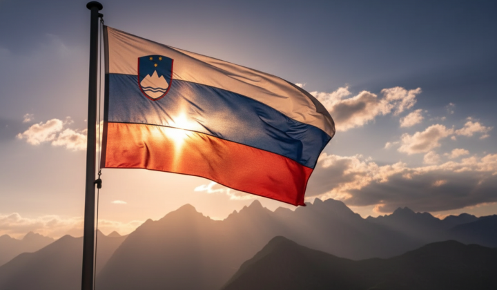 Slovenian flag with NATO background