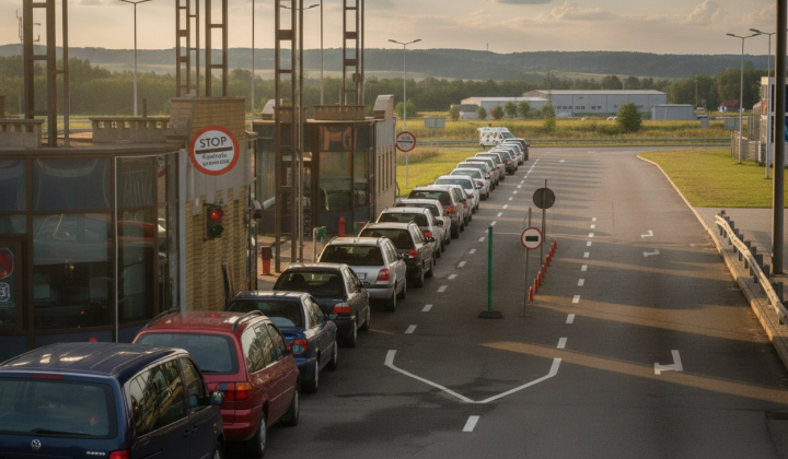Queue in Krakovets with 100 cars