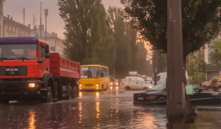 Наводнения в Киеве: усложнено движение на улице Академика Кухаря
