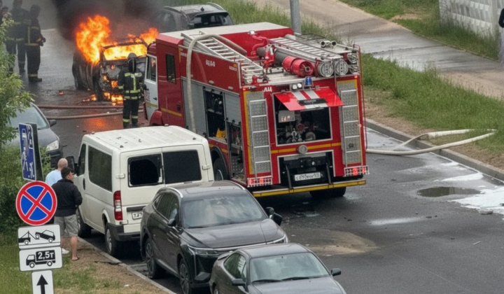 Взрыв BMW во время движения, погиб водитель