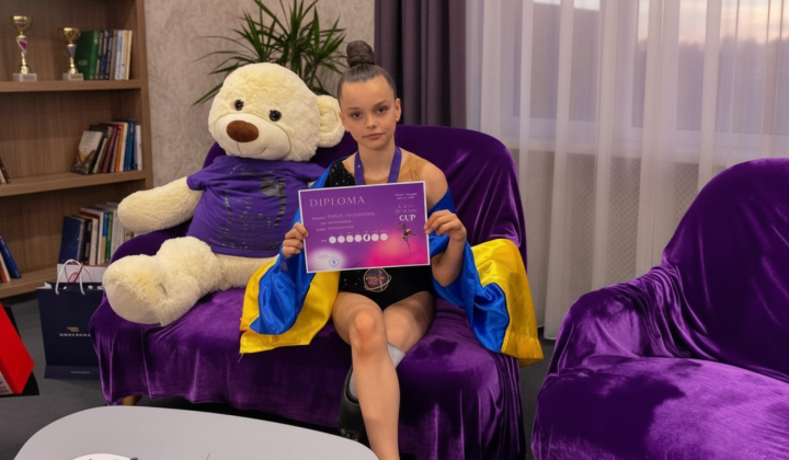 Nine-year-old gymnast on a prosthetic leg