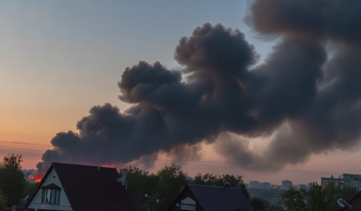 Drones above the chemical plant