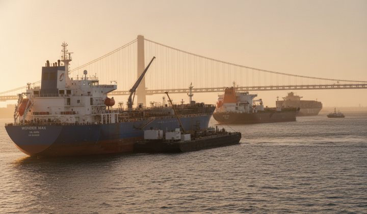 US flags and oil pumps