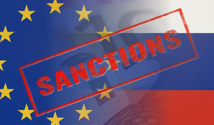 EU logo and the word 'sanctions'