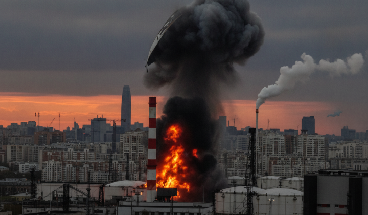 Satellite images of Moscow Refinery after attack