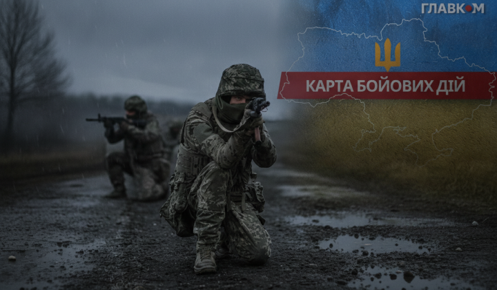 Мапа України з позначеними бойовими зіткненнями