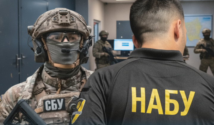 Логотип НАБУ та СБУ на фоні