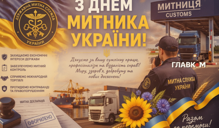 Митник у синьому українському костюмі