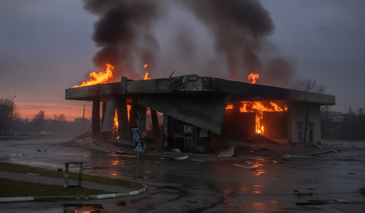 Російський безпілотник влучив в АЗС у Сумах