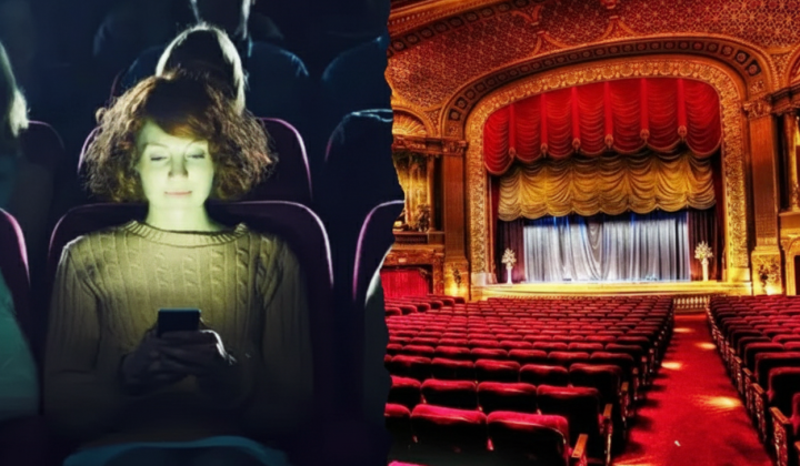 Actors against audience with phones