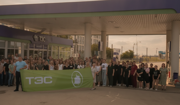 Працівники АЗС TES біля підприємства