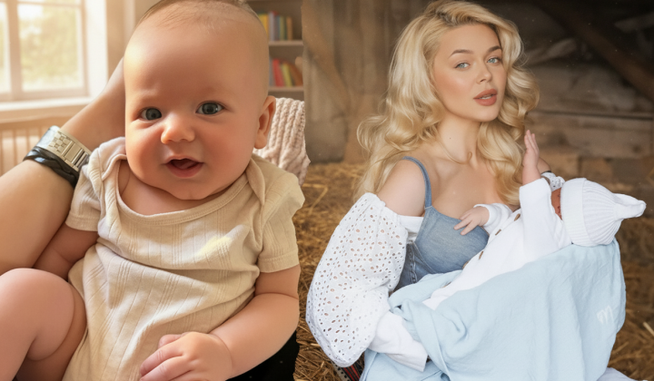 Alina Grosu with newborn son