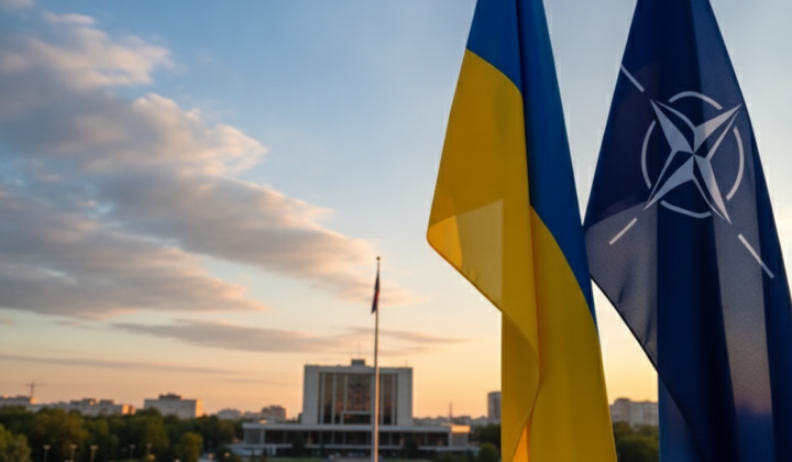 Прапор України та символ НАТО