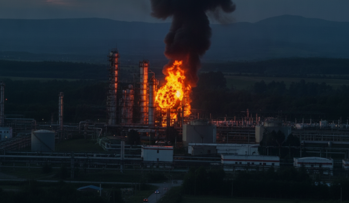 Український дрон поруч з НПЗ Росії