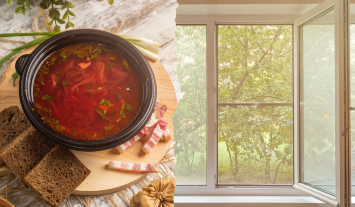 Teacher throwing borscht out the window