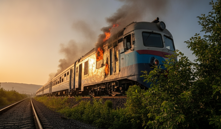 Diesel train locomotive caught fire in Zakarpattia