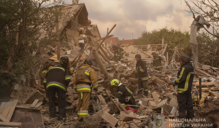 Debris of a car after explosion in Zaporizhia