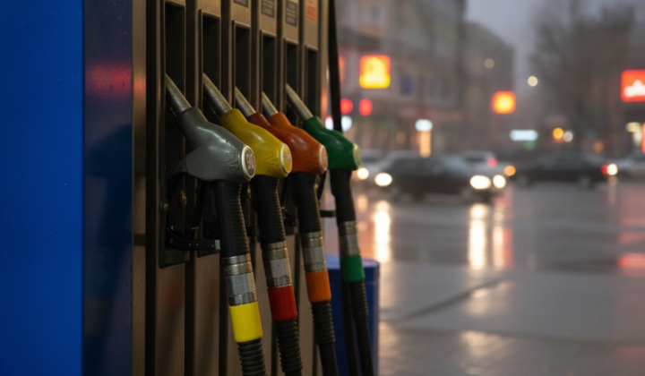 Car waiting in line at a gas station