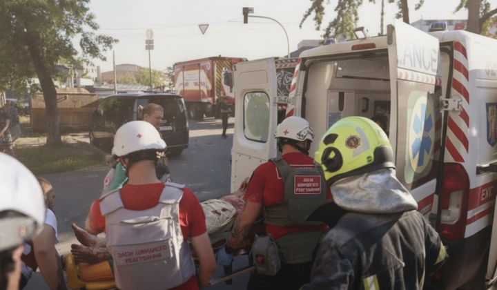 Раненые медики после атаки на станцию скорой помощи в Киеве