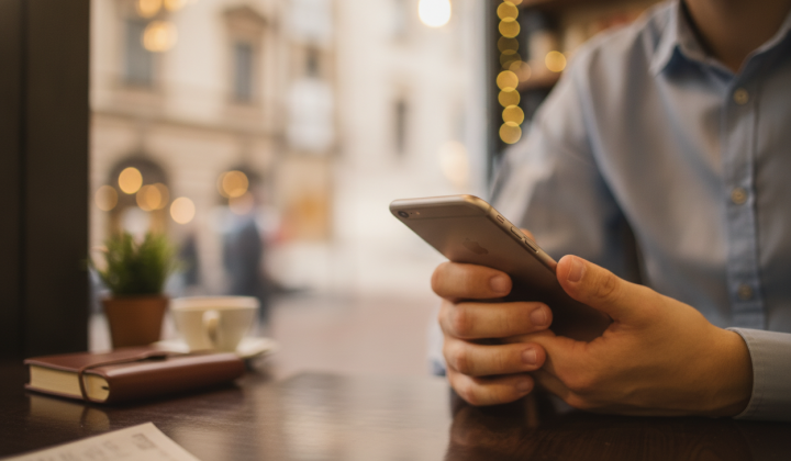 Велигін синій логотип компанії Vodafone на тлі Києва