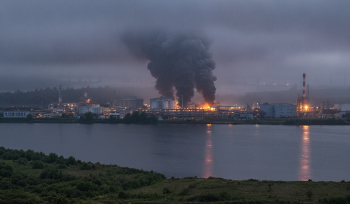 Fire at the port of St. Petersburg