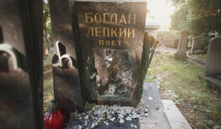 Пошкоджена могила Богдана Лепкого в Кракові
