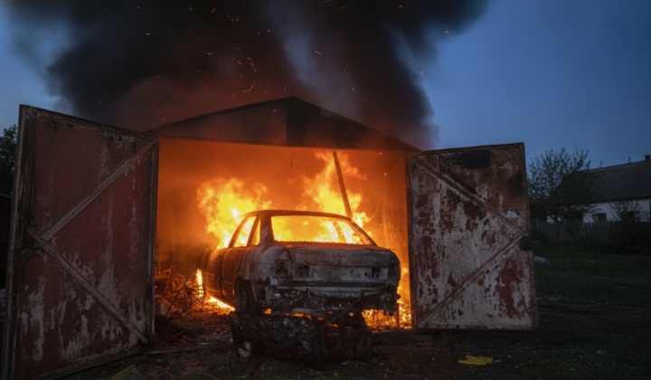 Damaged buildings from drone attack in Odessa
