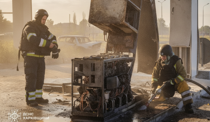 Russian drone attacks gas station in Kharkiv