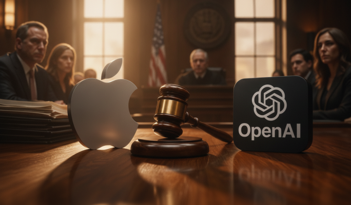 Логотип Apple і OpenAI на судовому папері