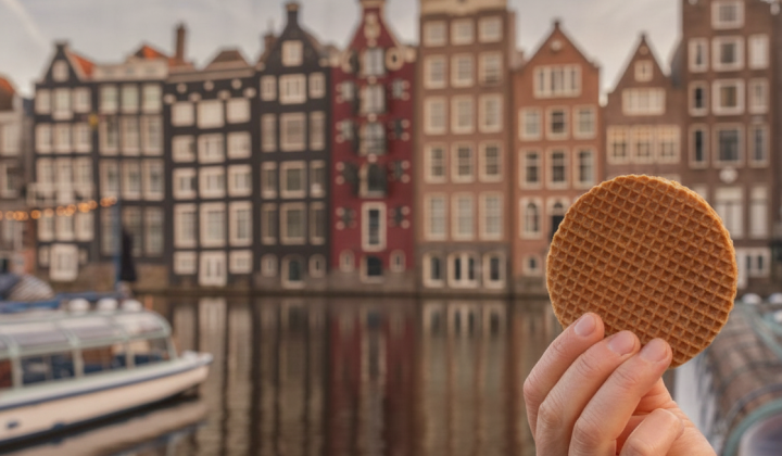 Preparation of stroopwafels in Amsterdam