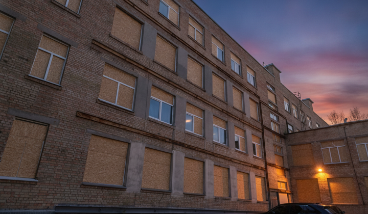 Damaged school buildings in Kyiv
