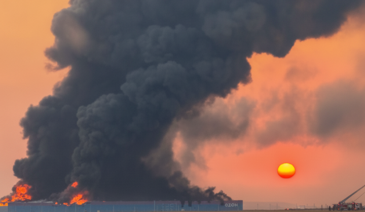 Image of Ozon warehouses after drone attack