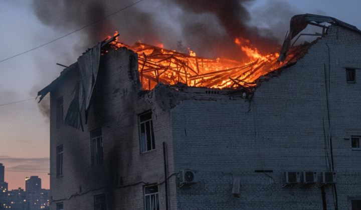 Fire in business center in Lozova
