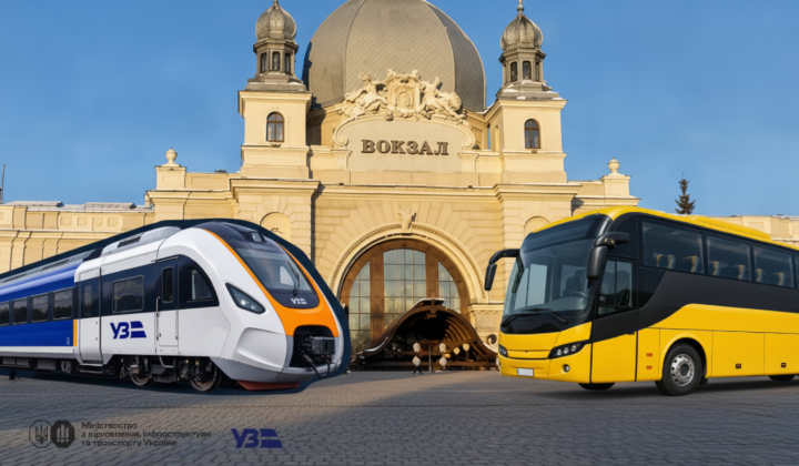 Ukrzaliznytsia buses on routes