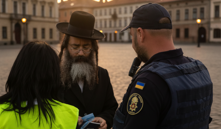 Ukrainian National Guard and Israeli Police in Uman